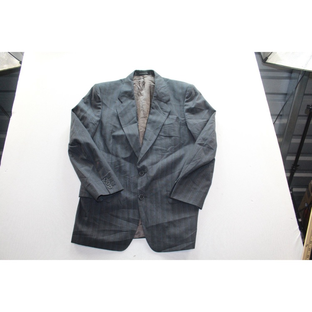 Vintage 80s Marciano Wool Pinstripe Suit Jacket Mens 43 Gray 2 Button